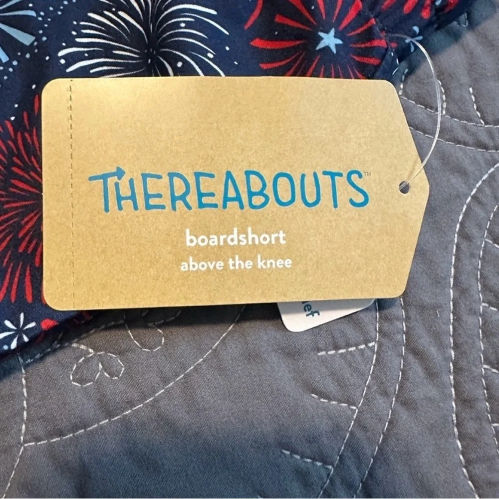 Thereabouts Boys Navy Fireworks Fun Swim Trunks NWT Size XXS 4/5